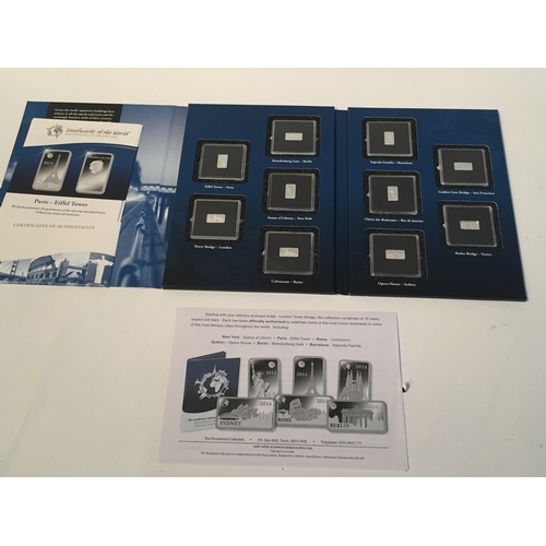 154 - Worlds famous landmarks of the world official silver coin bar collection