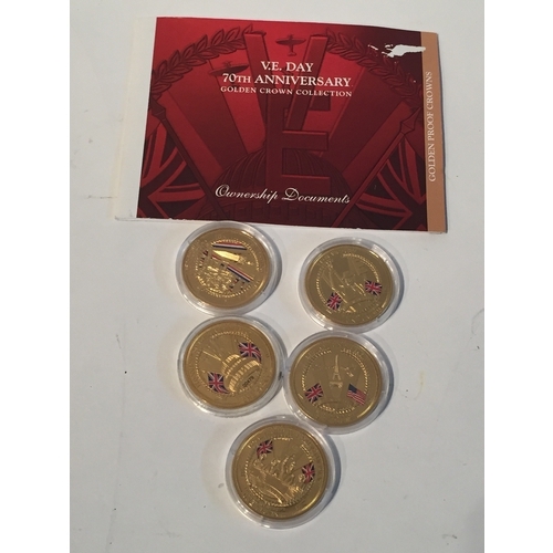 156 - 70th Anniversary Golden crown collection. 24carat Gold plate victory coins