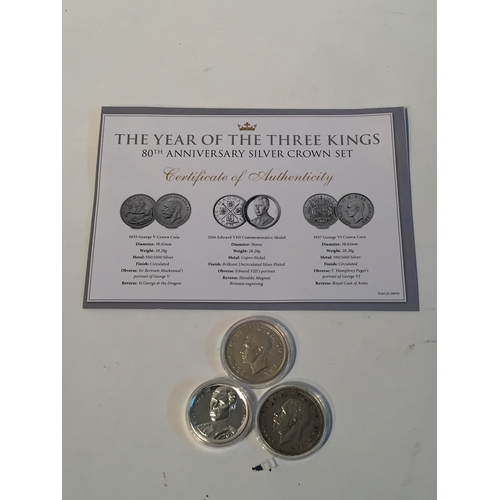 158 - The year of the three Kings, 80th Anniversary silver crown set