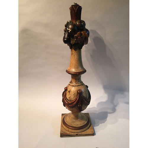 9 - A polychrome style lampbase. Measures 71cm