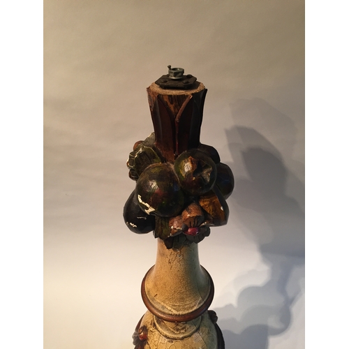 9 - A polychrome style lampbase. Measures 71cm