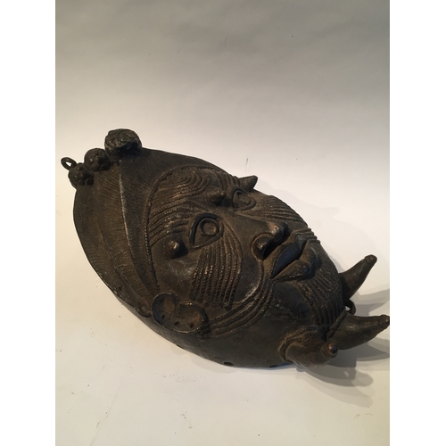 197 - Benin Bronze Large Tika Mask measure 42x26