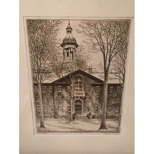 64 - 2 X Original Framed Etchings By GEORGE A BRADSHAW (1880-1968) American New Jersey Artist Of NASSAU H... 