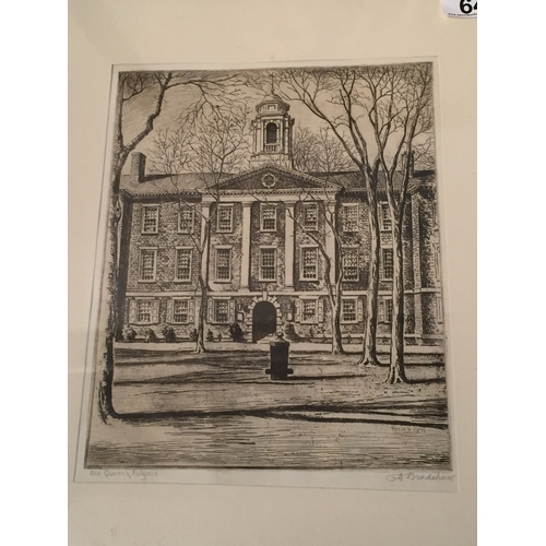 64 - 2 X Original Framed Etchings By GEORGE A BRADSHAW (1880-1968) American New Jersey Artist Of NASSAU H... 