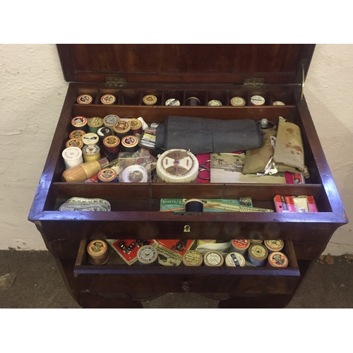 8 - Antique Sewing Table Needlework box  With Integral Doors. Measures 76 x 54 x 39 cm