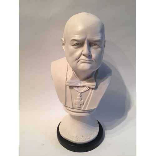 113 - Marble bust of Winston Churchill measures 34cms high