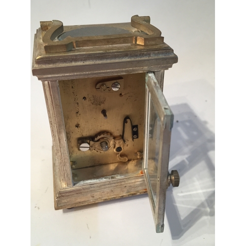 116 - Small Plated Carriage clock measures 8x5cms