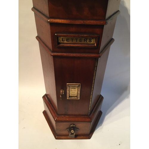 187 - Antique Style Wood Letter Box Post Box. Measures 58cms high