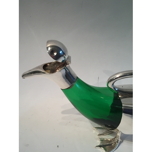 278 - Green Double Duck Plated  Decanter measures 38cms long