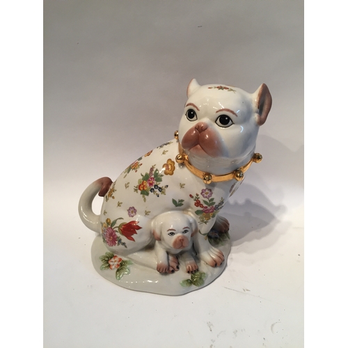 298 - Meissen Style  dogs and Puppy measures 20 x 17 cms