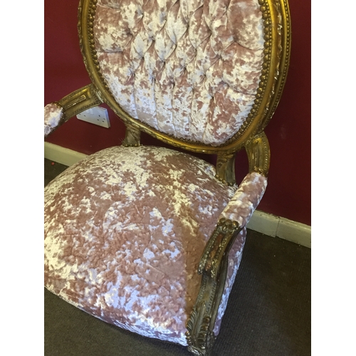 28 - Crushed pink velvet Louis French chair