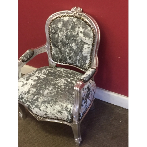 31 - Crushed grey velvet Louis Style French child's chair