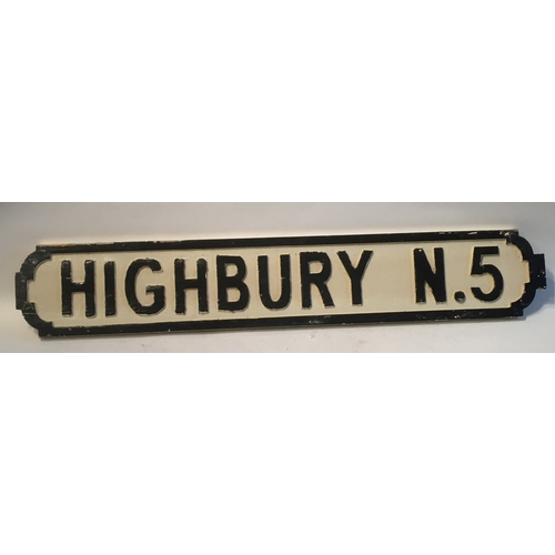 312 - Highbury N.5 Wood Road Sign 79cms long