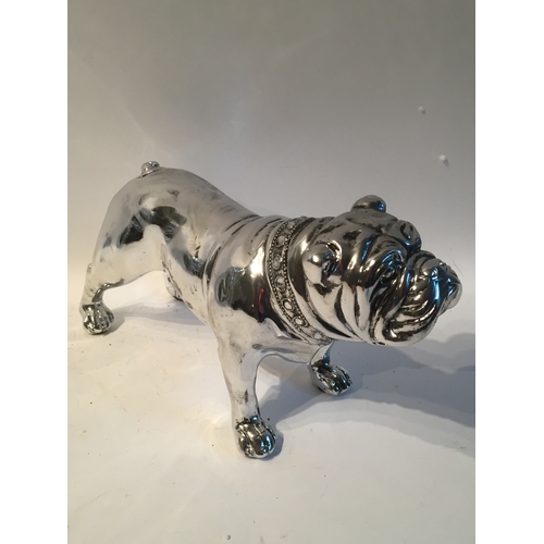 323 - Contemporary Silver Coloured Bulldog 26cms long