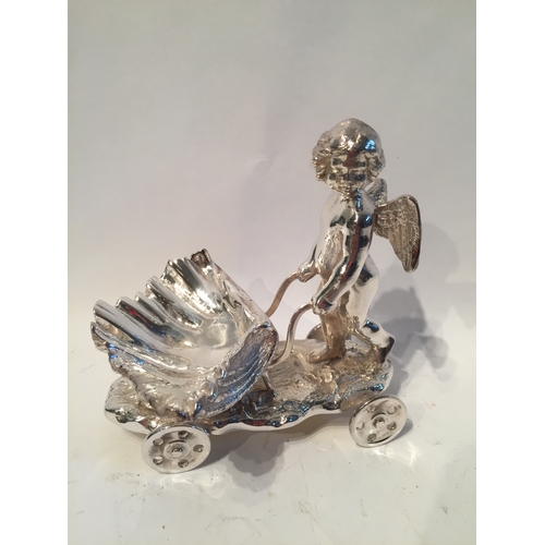 342 - Silver Plate Cherub Cart