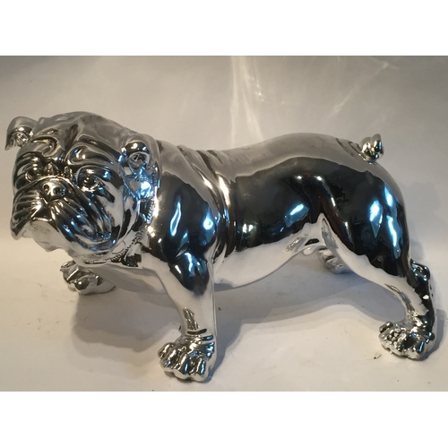 353 - Contemporary Silver Colour Bulldog large 48cms long