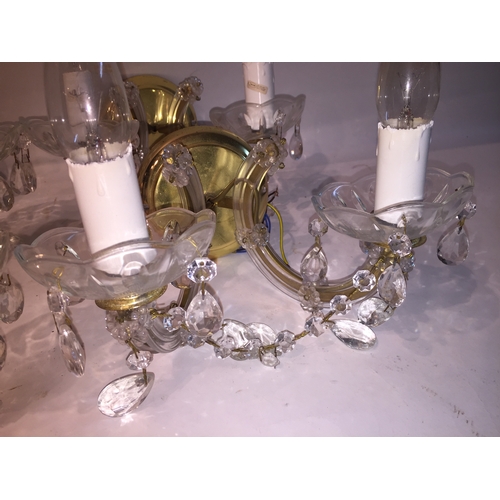 47 - Four Brass And  glass wall lights