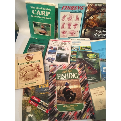 443 - Shelf Of Fishing Books Vintage Etc to include a passion for angling, The gamekeeper at home  etc.