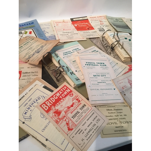 446 - Two folders of 1950's and 60's and 70's Yeovil town and other local teams football programmes, some ... 