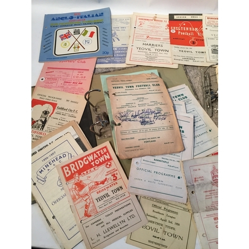 446 - Two folders of 1950's and 60's and 70's Yeovil town and other local teams football programmes, some ... 