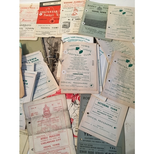 446 - Two folders of 1950's and 60's and 70's Yeovil town and other local teams football programmes, some ... 