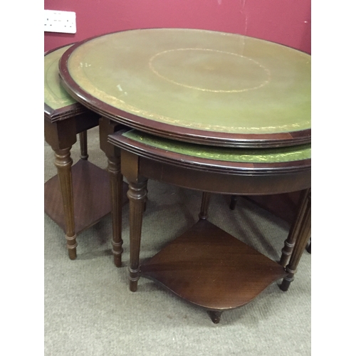 20 - Occasional  Table With Removable Sections And Green Leather Top