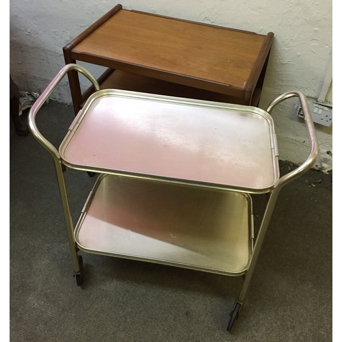 23 - 2 Vintage Tea Trolleys Wood and aluminium.