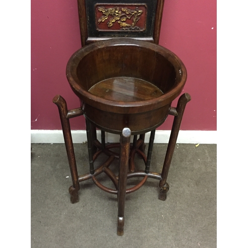 33 - Antique Chinese Wash Stand Of Wood Construction With Carved Immortal And Foliage And   Dragon Decora... 