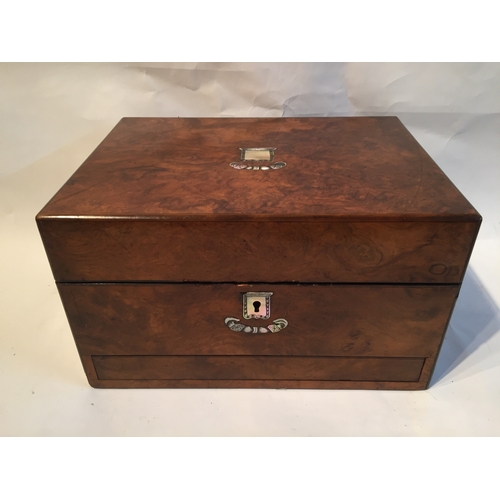 178 - Inlaid Dressing Box With Silver-plate Bottles And A Secret Drawer Etc