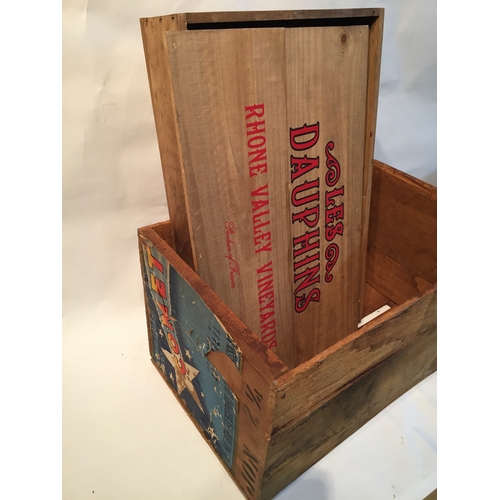 238 - Vintage Wood Crate Along With A Wood Wine Crate .