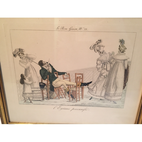 82 - Le Bon Genre No.65 , 73  Antique Framed French Engravings