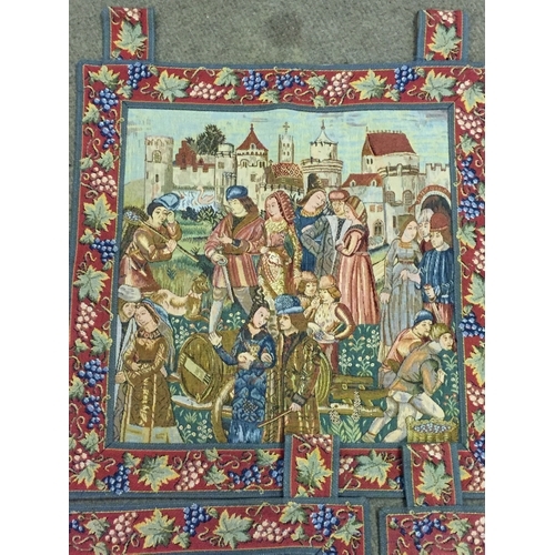 92 - 3 Tapestry Wall Hanger With Classical Scene  Each Measure 63 x 63  cms