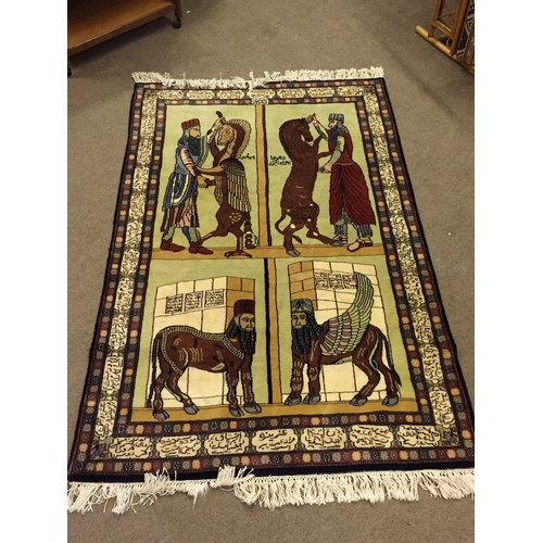 57 - Rug Depicting A Arab Gentleman Turning Into A Griffin  200 x 122 cms