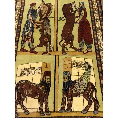 57 - Rug Depicting A Arab Gentleman Turning Into A Griffin  200 x 122 cms