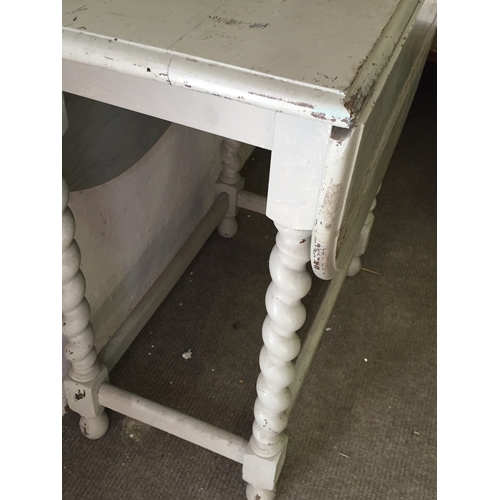 77 - Painted Drop Leaf Table With Barley Twist Legs