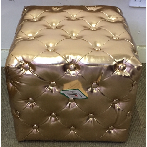 87 - Rose Gold Colour Metallic Cube Studded Foot Stool