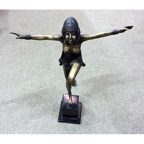 108 - Bronze Statue Of A Art Deco Woman Dancing