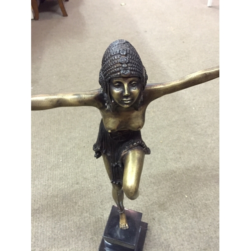 108 - Bronze Statue Of A Art Deco Woman Dancing