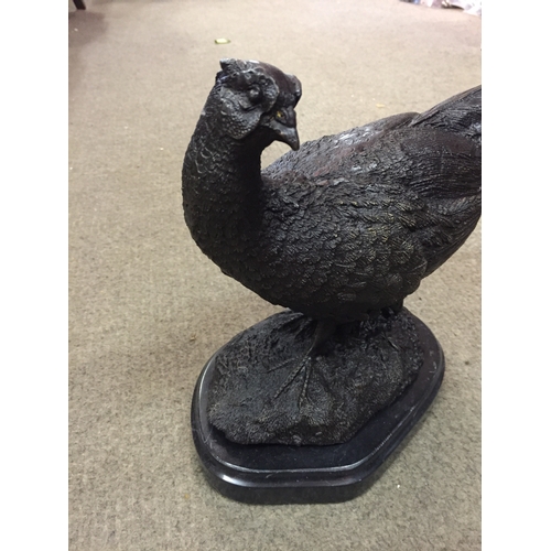 121 - Signed Bronze Pheasant On A Marble Base