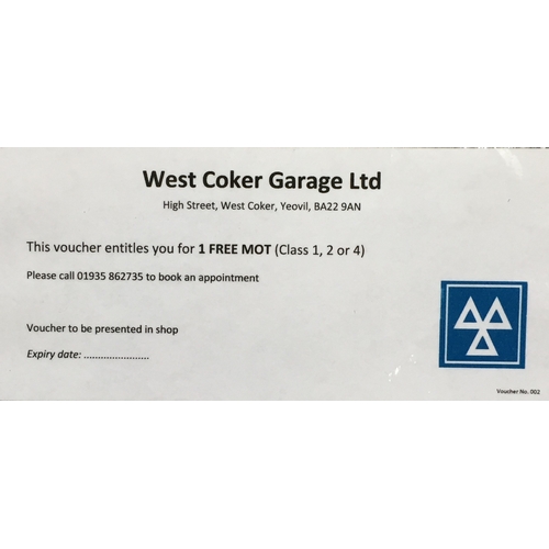 118 - A Voucher For A Free Mot At West Coker Garage Ltd High Street West Coker Ba229an