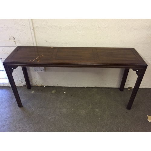 33 - Chinese Influence Mahogany  Alter Table. Measures 148 x 70 high cm x 40 width