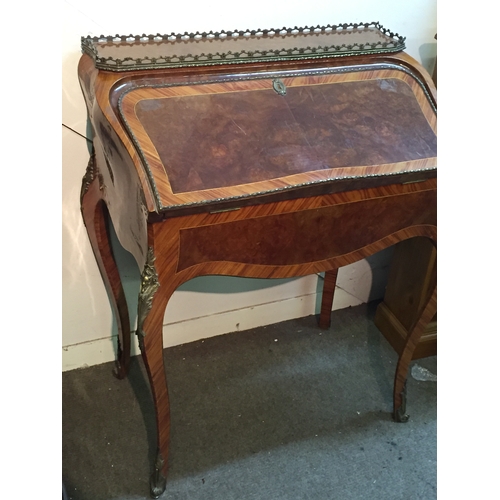 43 - French  Bonheur Du Dame Ladies Writing Desk, With Ormolu Gallery And Mounts On Cabriolet Legs And In... 