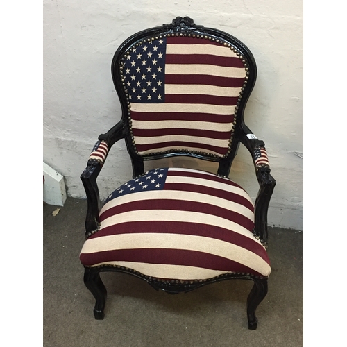 54 - Good quality louis style chair with American stars and stripes .