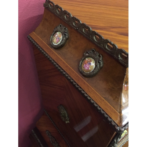 56 - Very Nice Louis XVI style Ladies Writing Desk With Enamel Adornments And ormolu mounts.