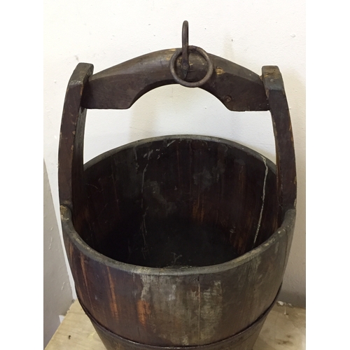 101 - Antique Wooden Well Water Bucket