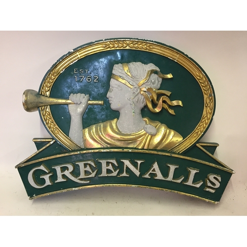 503 - Greenalls Brewery Double Sided Advertising Sign. 63 x 48 cms