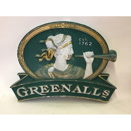 503 - Greenalls Brewery Double Sided Advertising Sign. 63 x 48 cms