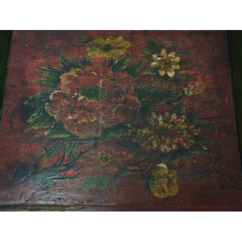 508 - Vintage Hand Painted Wood Tray 45 x 44 cms