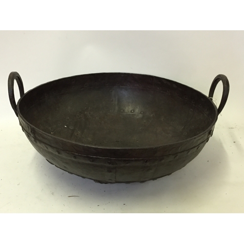 509 - Early Iron Riveted Kettle Or Cauldron 51cms Diameter