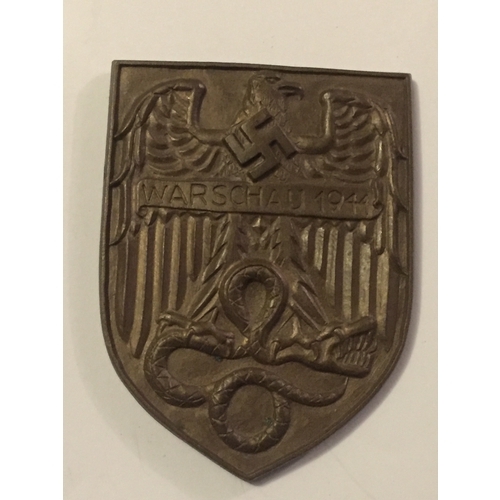 208 - German Bronze Plaque Warschau 1944